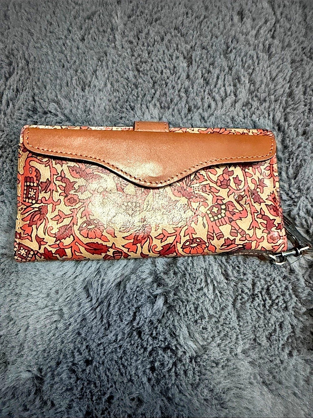NWT Patricia Nash  Floral Wristlet Wallet in Brown & orange NWT - Picture 2 of 4